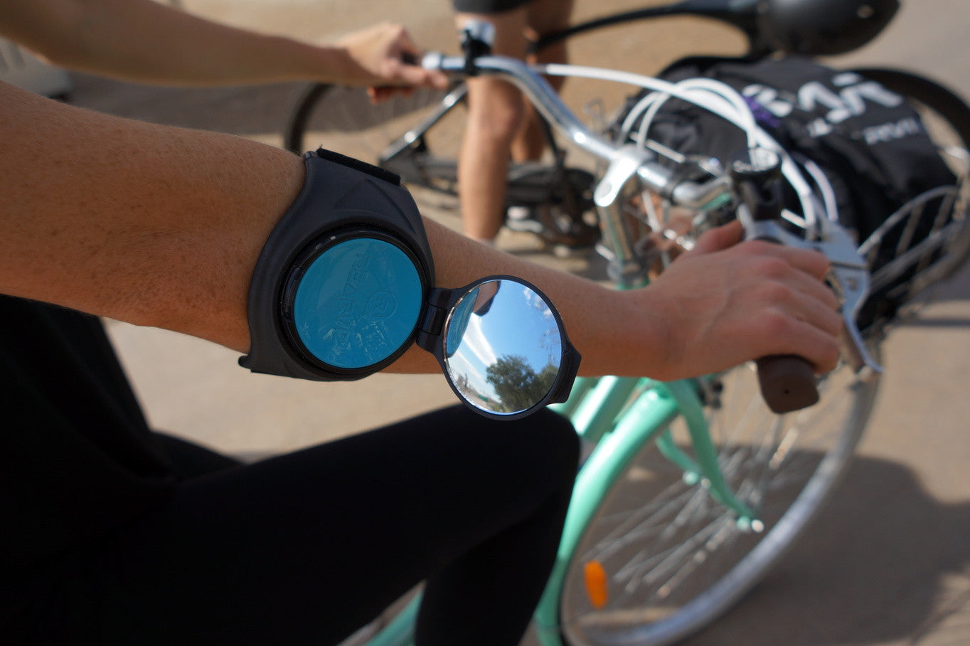 Blue RearViz Mirror on Vintage Bike
